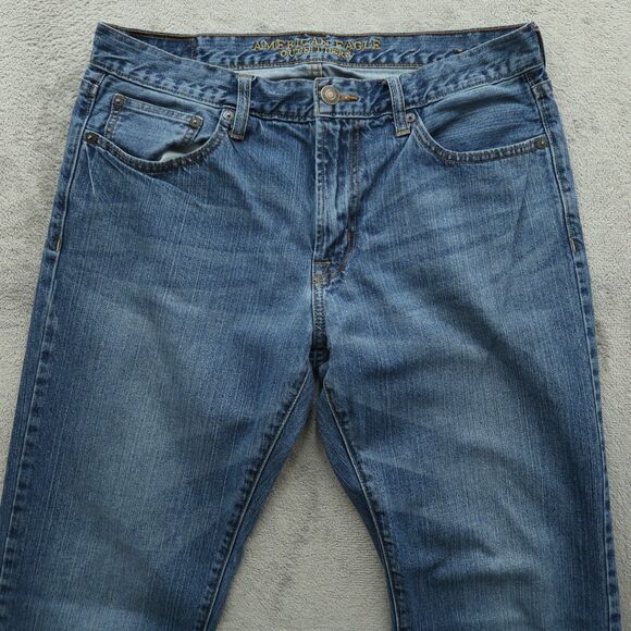 American Eagle Jeans Mens Size 33x34 Blue Original Straight 100% Cotton Denim - Picture 11 of 16